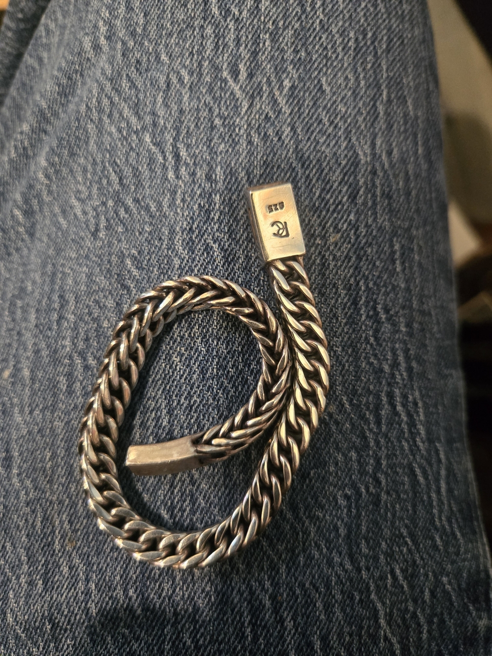 Men's Braided Sterling Chain Bracelet - Silver